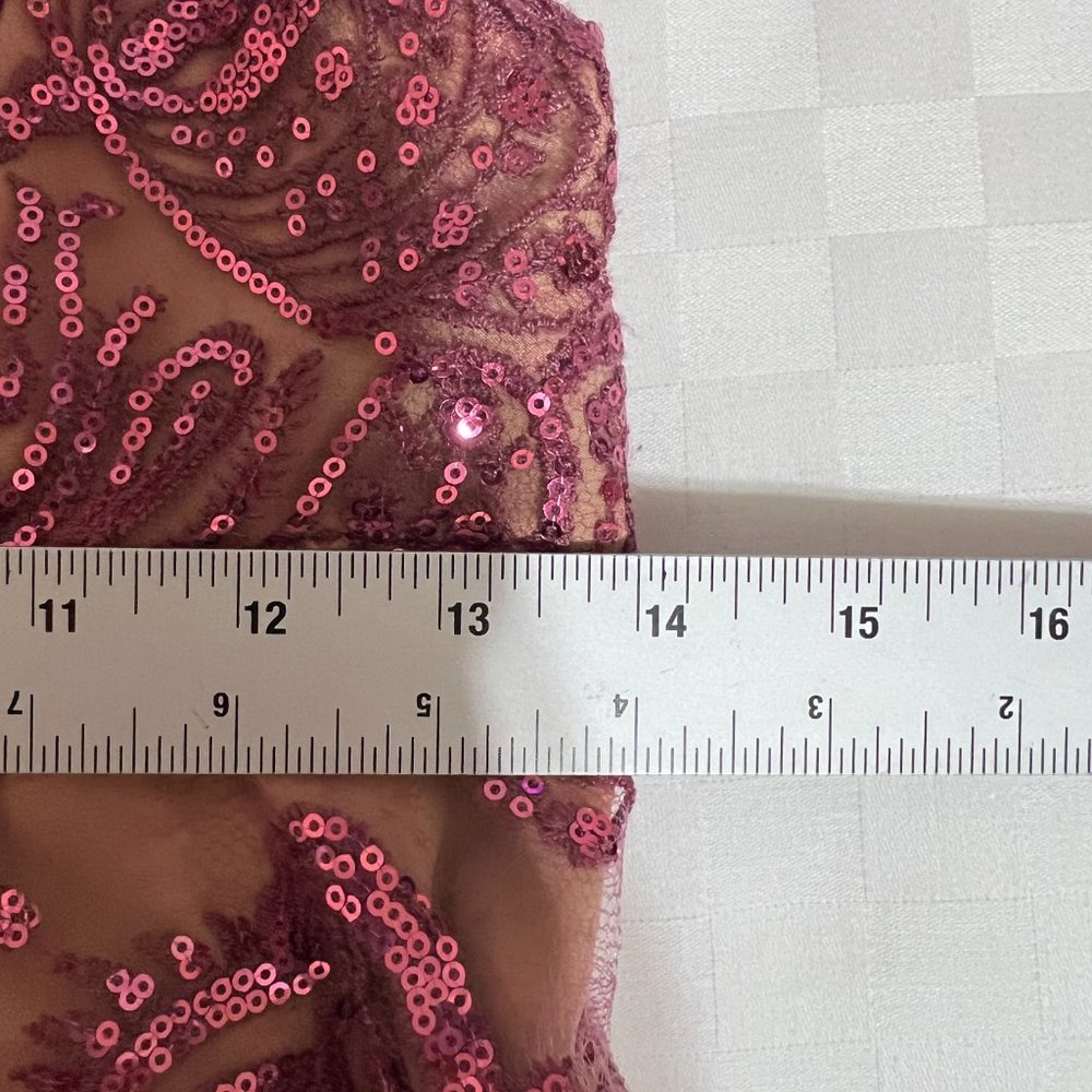 Free People Night Shimmer Mini Dress Size 2 Pink Nude Sequin V Neck Party - Picture 13 of 14